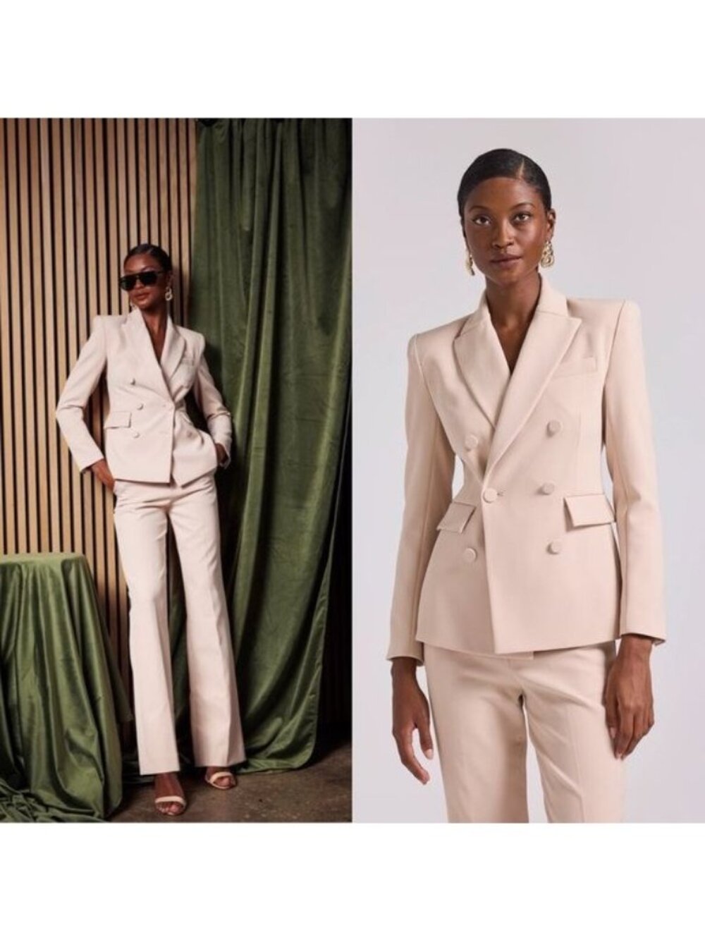 NWT Generation Love Arielle Crepe Blazer XXL Latte Double Breasted